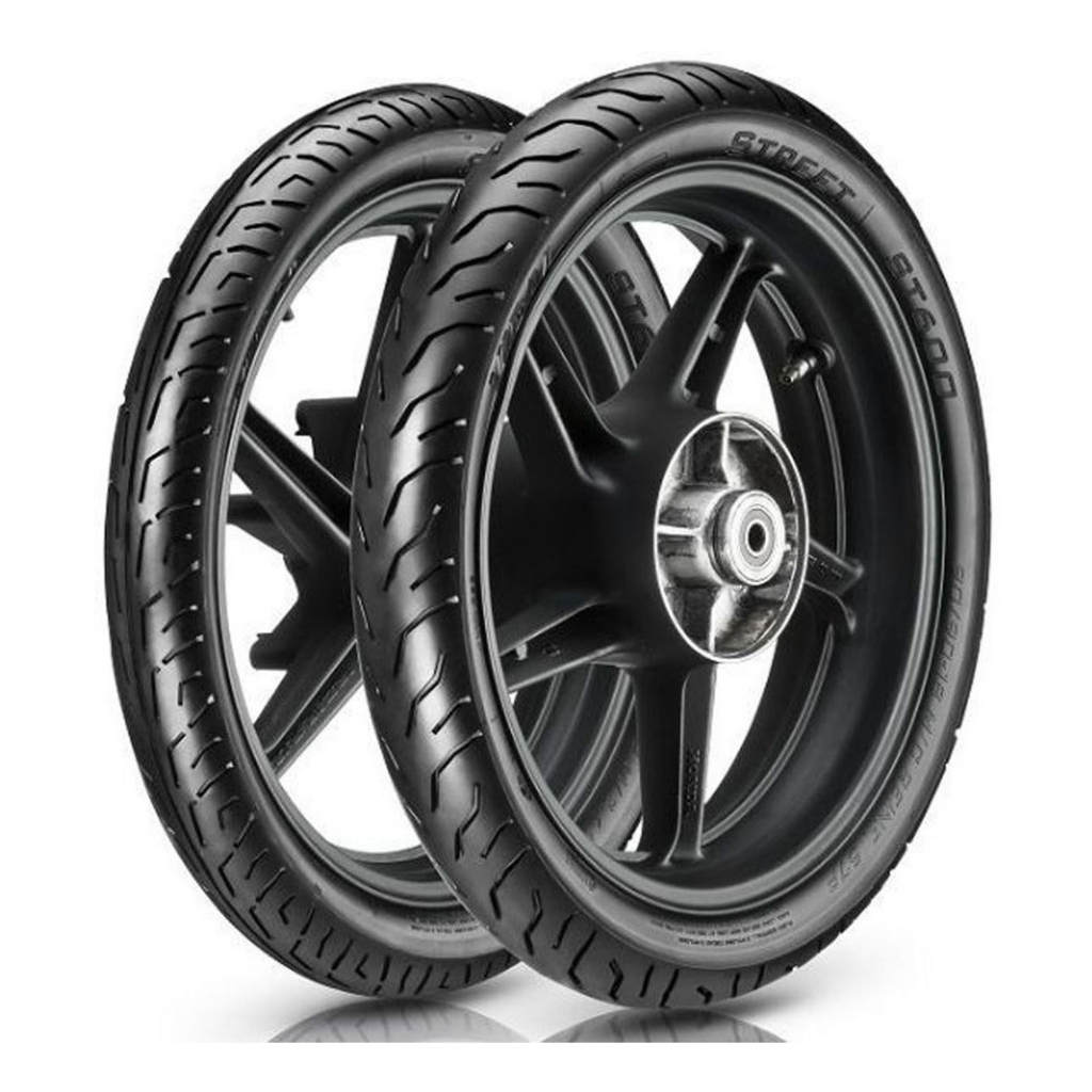 Par Pneu Vipal St 600 80/100-18 Dianteiro 100/90-18 Traseiro Moto Titan Cg Ybr Yes - Brandy