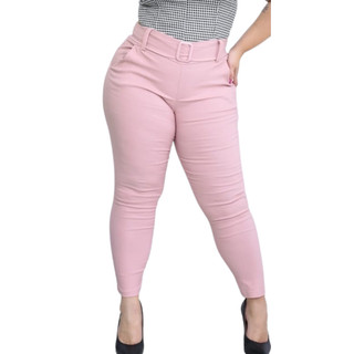 Calça Plus Size em Bengaline Feminina Cinto Imbutido