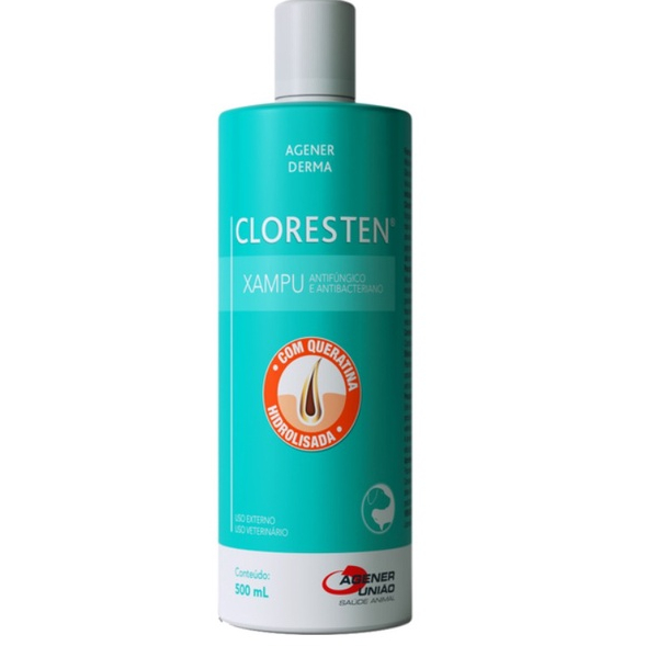 Cloresten Shampoo 500ml para Cães e Gatos Agener - Pets