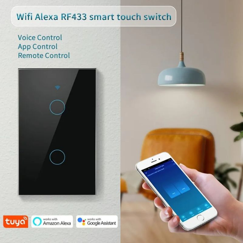 Novo Interruptor Inteligente WiFi Touch 1/2/3/4 Botões Compatível com VOZ Alexa e Google Assistant