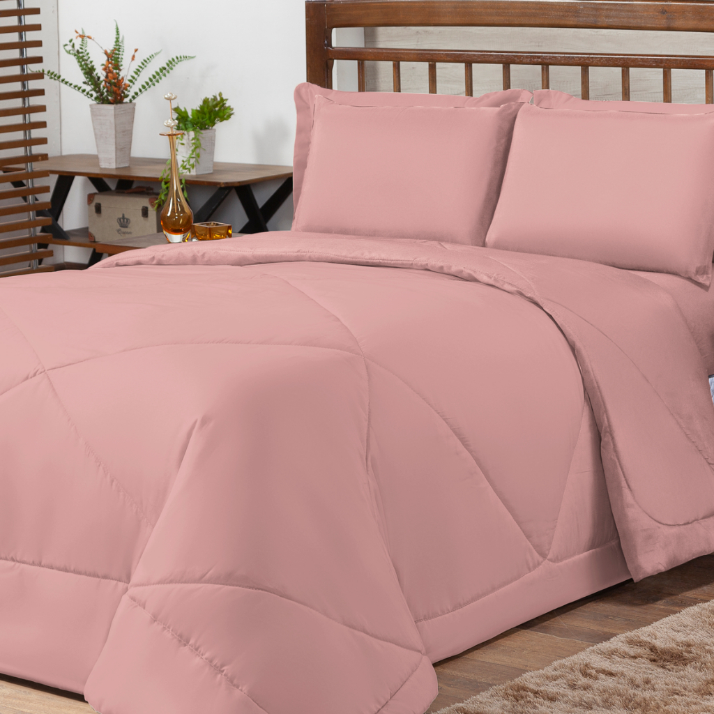 Edredom De Casal Kit 03 Peças Jogo de Cama Queen Dupla Face Premium