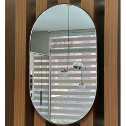 Espelho Decorativo Adnet Oval Orgânico Grande 80x50 cm Moldura Couro + Pendurador