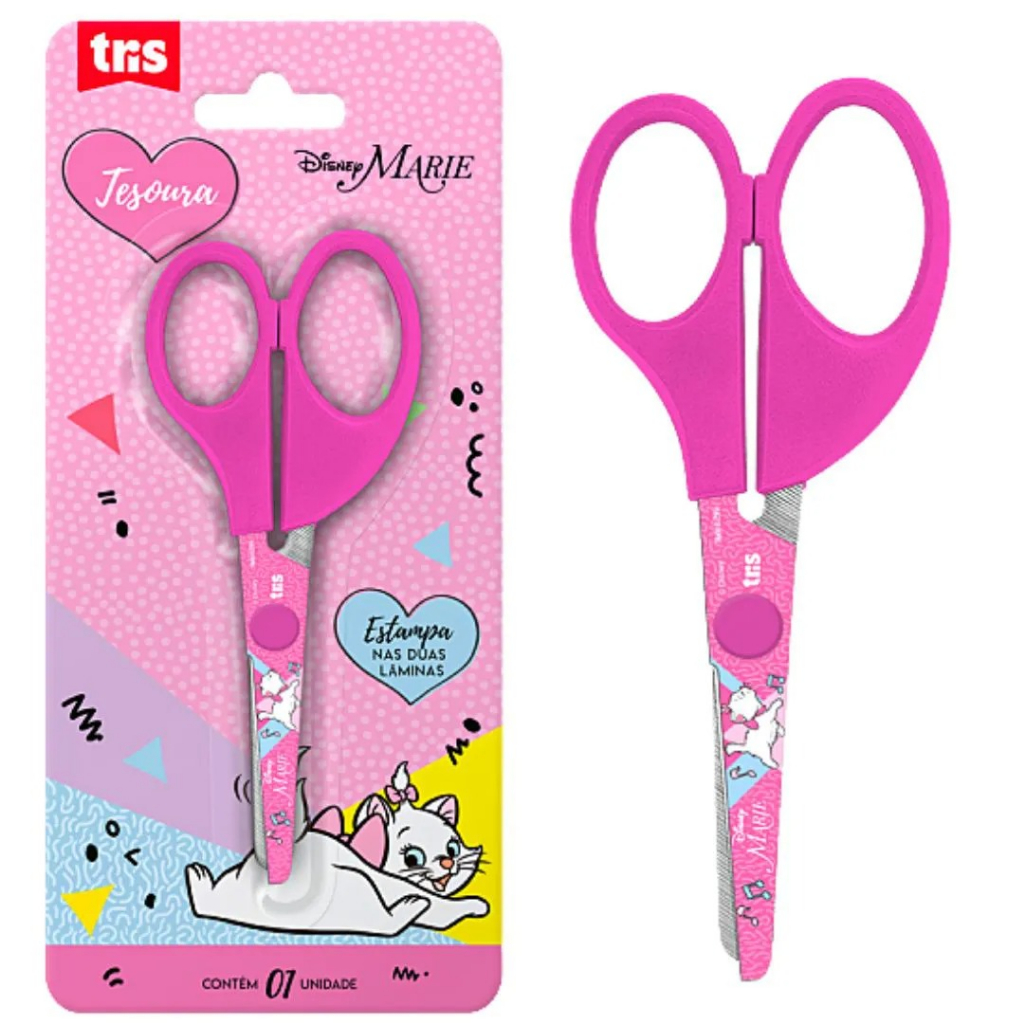 Tesoura Escolar Gatinha Marie Tris 13 cm em Oferta na Shopee