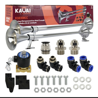 Kit  Buzina Maritima 74cm Completo 12 ou 24v Válvula + Conexões Para Caminhão