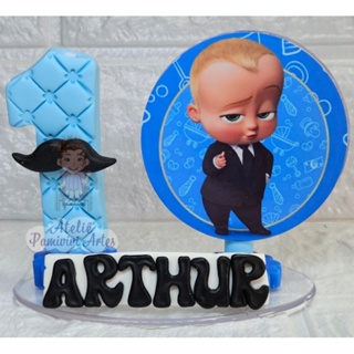 vela de aniversário poderoso chefinho topo de bolo cenário biscuit em Oferta na Shopee