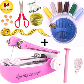 Máquina De Costura Manual Portátil De Mão + KIT Costura Artesanato COTONE