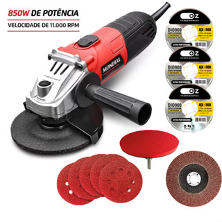 Lixadeira Esmerilhadeira Angular Mondial 850W + Acessórios - 11000RPM FES-02