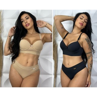 kit2 Conjunto Reforçado com Bojo , Com Aro , Calcinha Cintura Dupla
