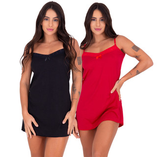 KIT 2 Camisolas Vestido de Dormir Curitiba Suede Felpada em Oferta na Shopee