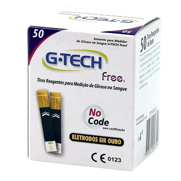 Tiras Reagentes Para Medição de Glicose No Sangue Caixa C/50 Unidades G-tech Free