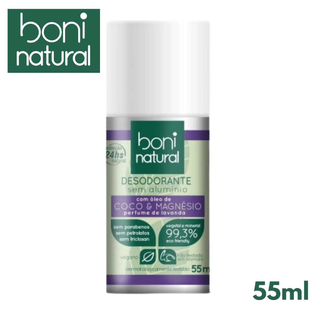 Desodorante Roll On Sem Parabenos 24h Vegano Boni Natural 55ml