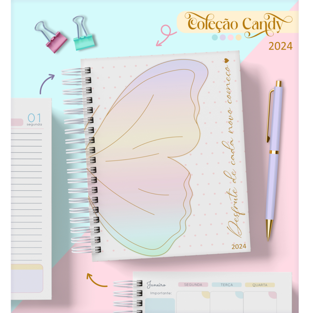 Agenda 2024 Personalizada - Capa dura coleção Candy