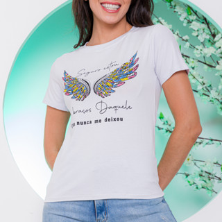 Camiseta T-shirt Feminina Blusa Estampado De Evangélica Asas Tumblr