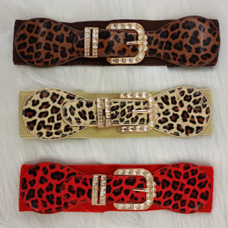 KIT 3 PEÇAS DE CINTO ELÁSTICO DE ONÇA DETALHES NA FIVELA