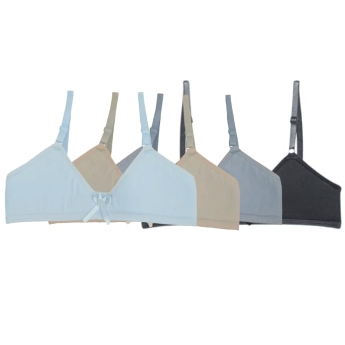 kit 3 Sutiãs Infantil Menina Moça Juvenil sem bojo com fecho nas costas cores variadas em Oferta na Shopee