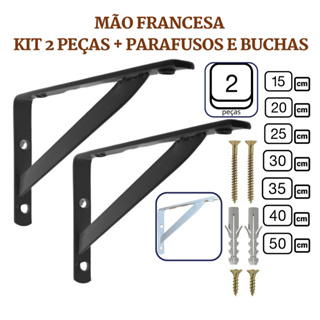 Mão Francesa 2 peças Suporte Cantoneira para Prateleira Industrial Bancada 15cm a 50cm em Oferta na Shopee