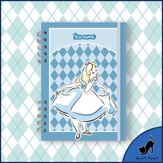 Caderno personalizado com marcador de página - Alice no País das Maravilhas