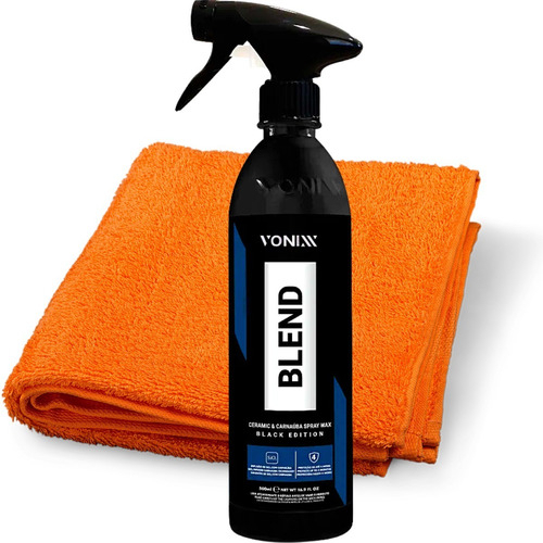 Cera Automotiva Liquida Blend Black Spray Vonixx Carnaúba + Pano Microfibra 40x40cm - Spare Parts and Accessories for Vehicles