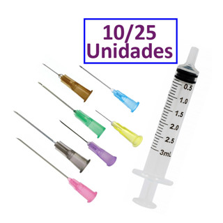 10/25 Unid. Seringa 3ml Bico Liso C/ Agulh Medix/Descarpack
