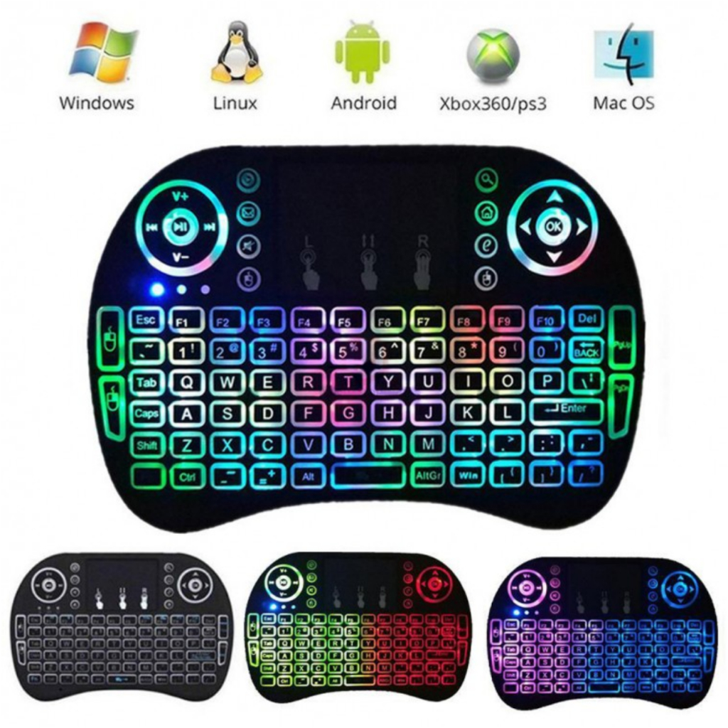 Mini Teclado Wiresless Com Touchpad + Mouse Para Smart Tv Box Computadores Video Games E Notbooks