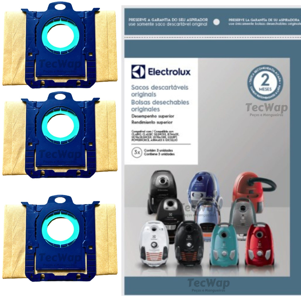Saco Aspirador Pó Descartável Electrolux Equipt C/ 3 Unid. Original Electrolux