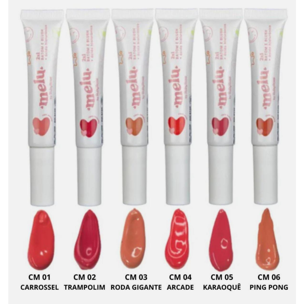 Batom e Blush 2x1 Melu by Ruby Rose Contém Ácido Hialurônico- Com Alta Pigmentação e Fácil Aplicação