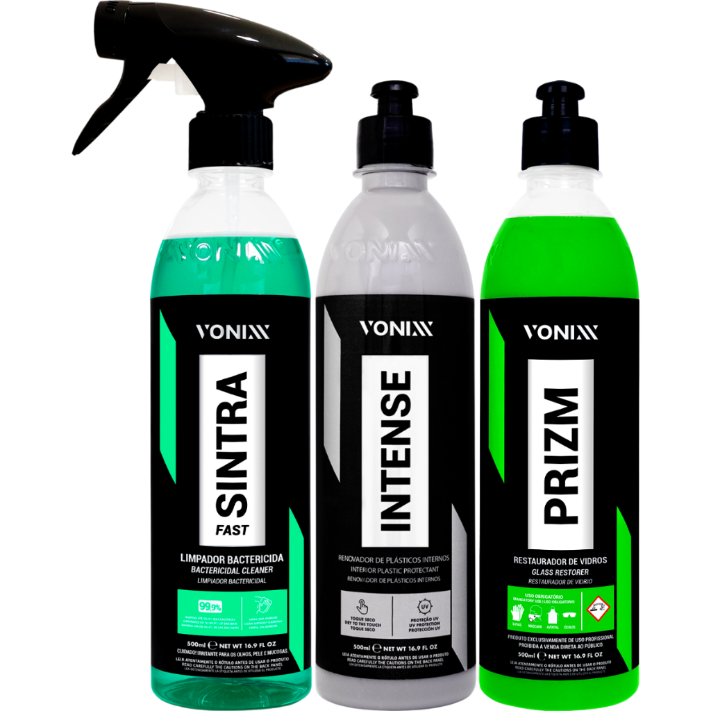 Sintra Fast Limpador + Intense Revitalizador Painel + Prizm Restaurador de Vidros 500ml Vonixx em Oferta na Shopee