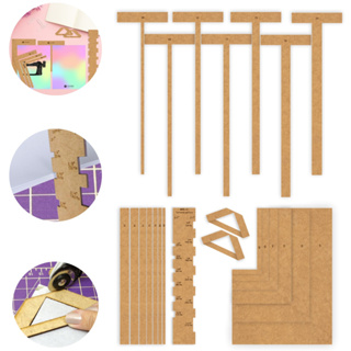 Kit Gabarito Regua Fio Cabelo Esquadros T Cartonagem Wire O Mdf em Oferta na Shopee