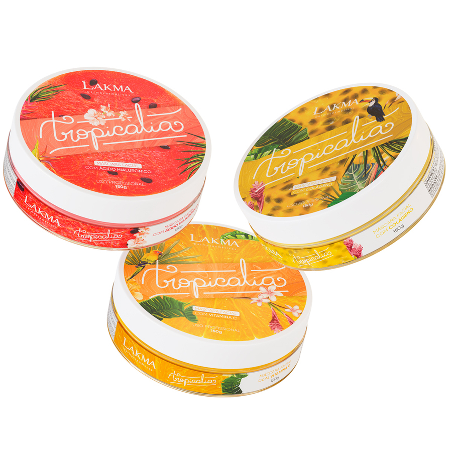 Kit Tropicália Lakma - Máscaras de Hidratação, Clareamento e Rejuvenescimento: 3x150g