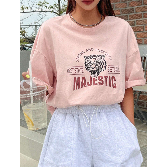 Camiseta Majestic T-shirt Desenho Grafico Estampado Frente Tigre Majestoso Best State Best Skill