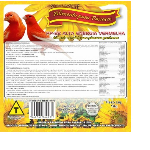 Raçâo Farinhada Canario Alta Energia Vermelha 1 Kg Oferta em Oferta na Shopee