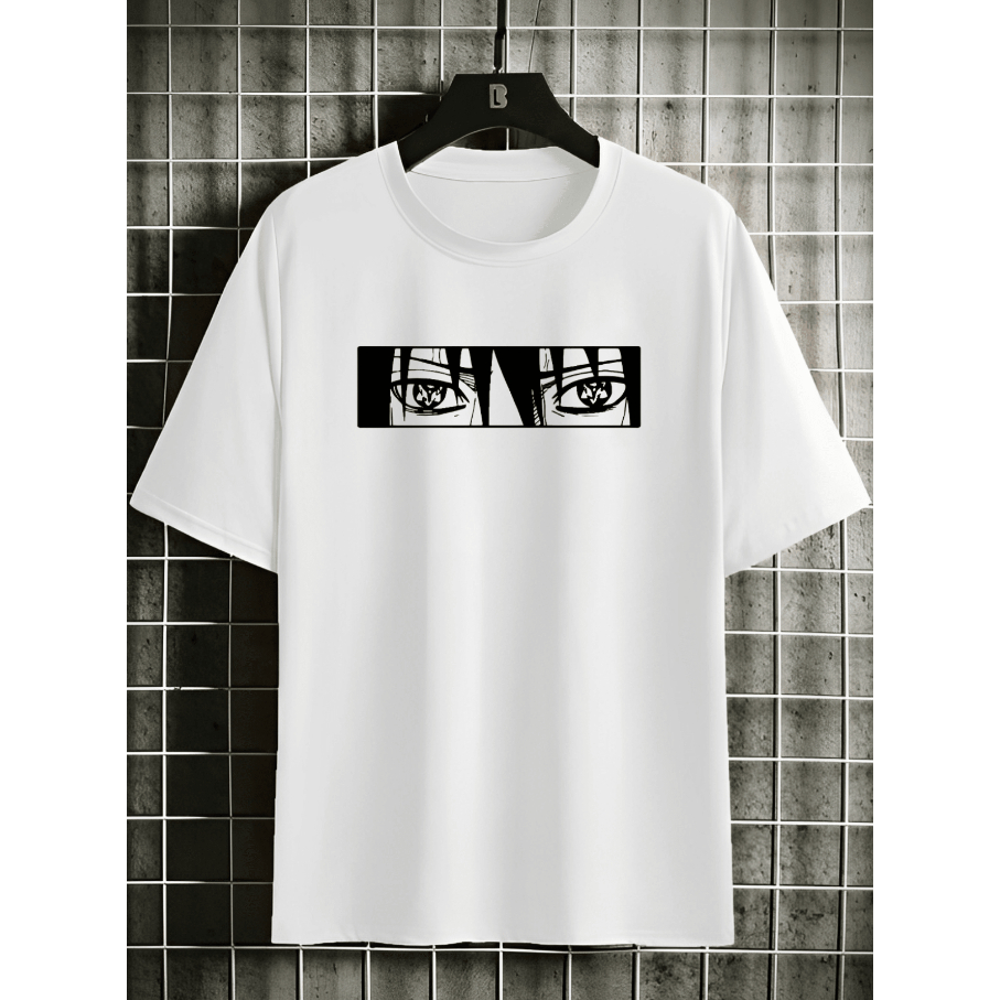 Camiseta Olhos Itachi Naruto Oversized Long Line Manga Curta Básica