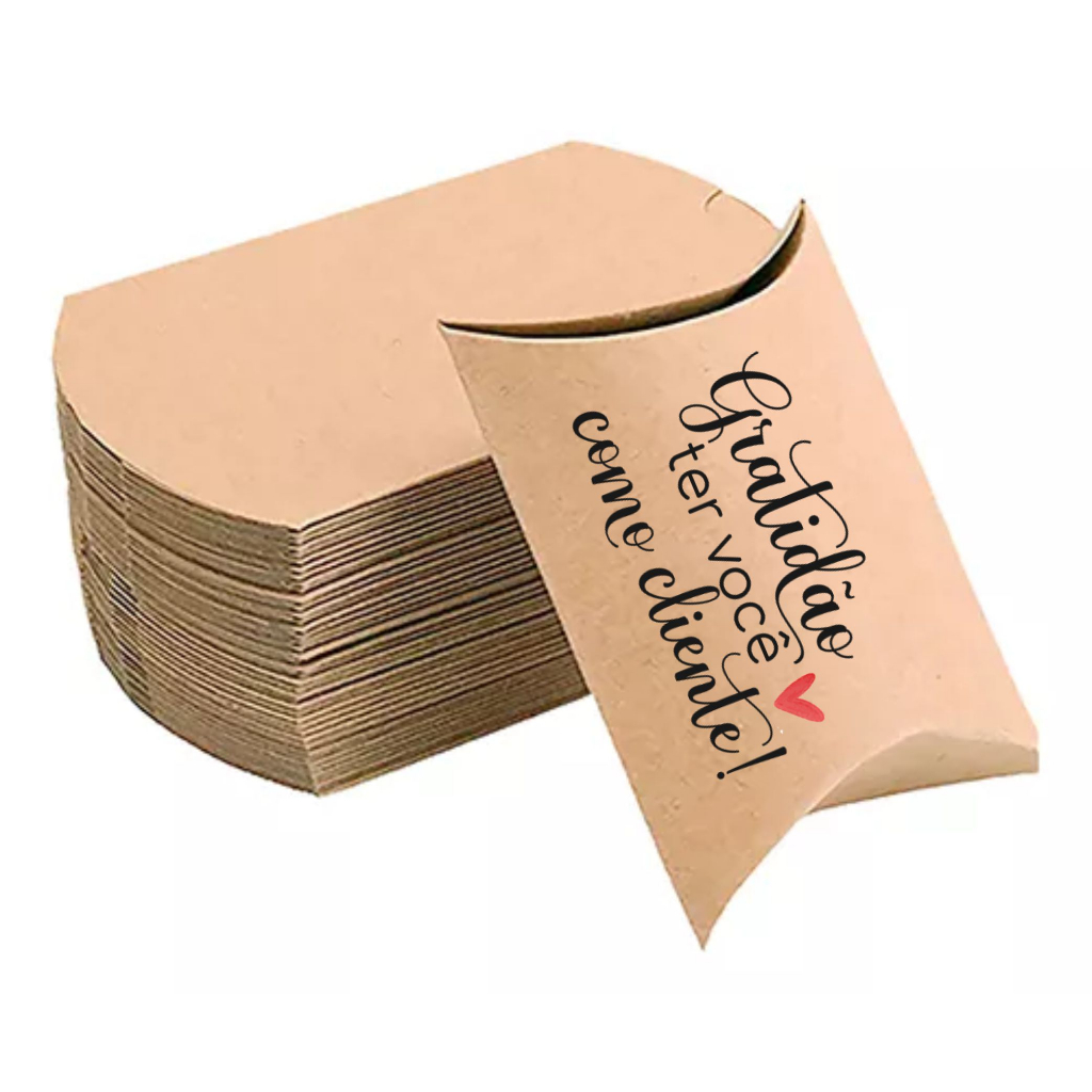 50 caixinhas papel Kraft almofadas travesseiro embalagem biju bijuteria semijoias joias para cartela brinco pulseira corrente anel