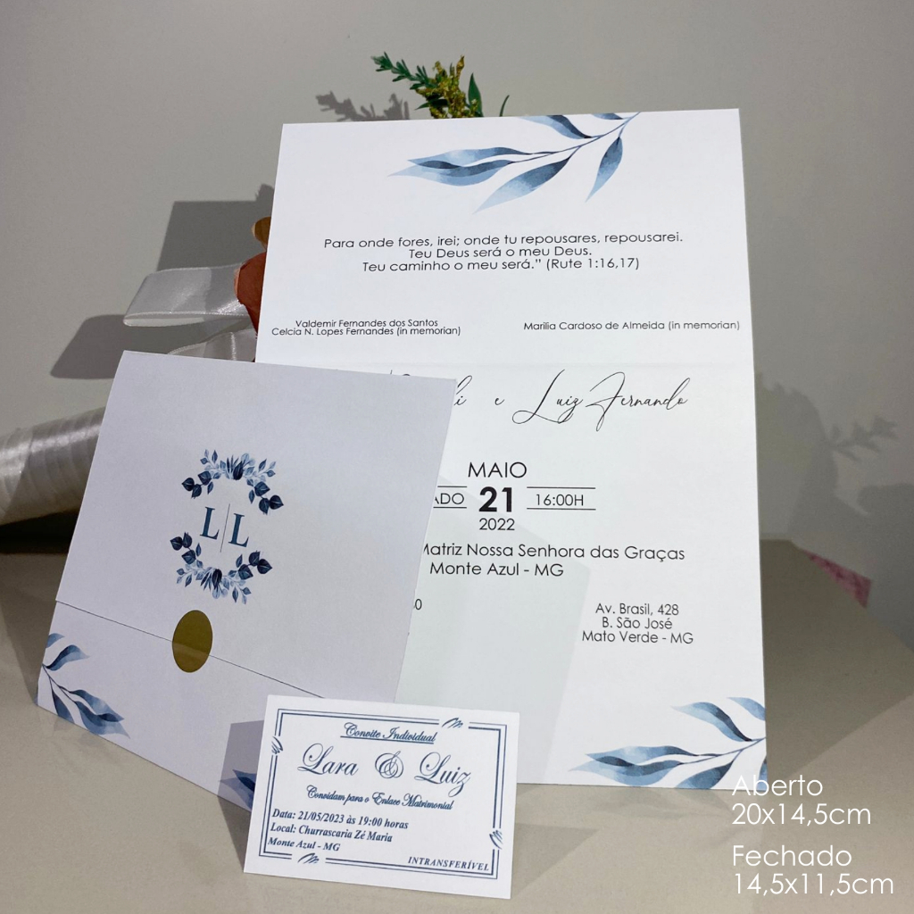 Promoção Convite de Casamento (150 unidades) + 300 Individuais + Adesivo Dourado