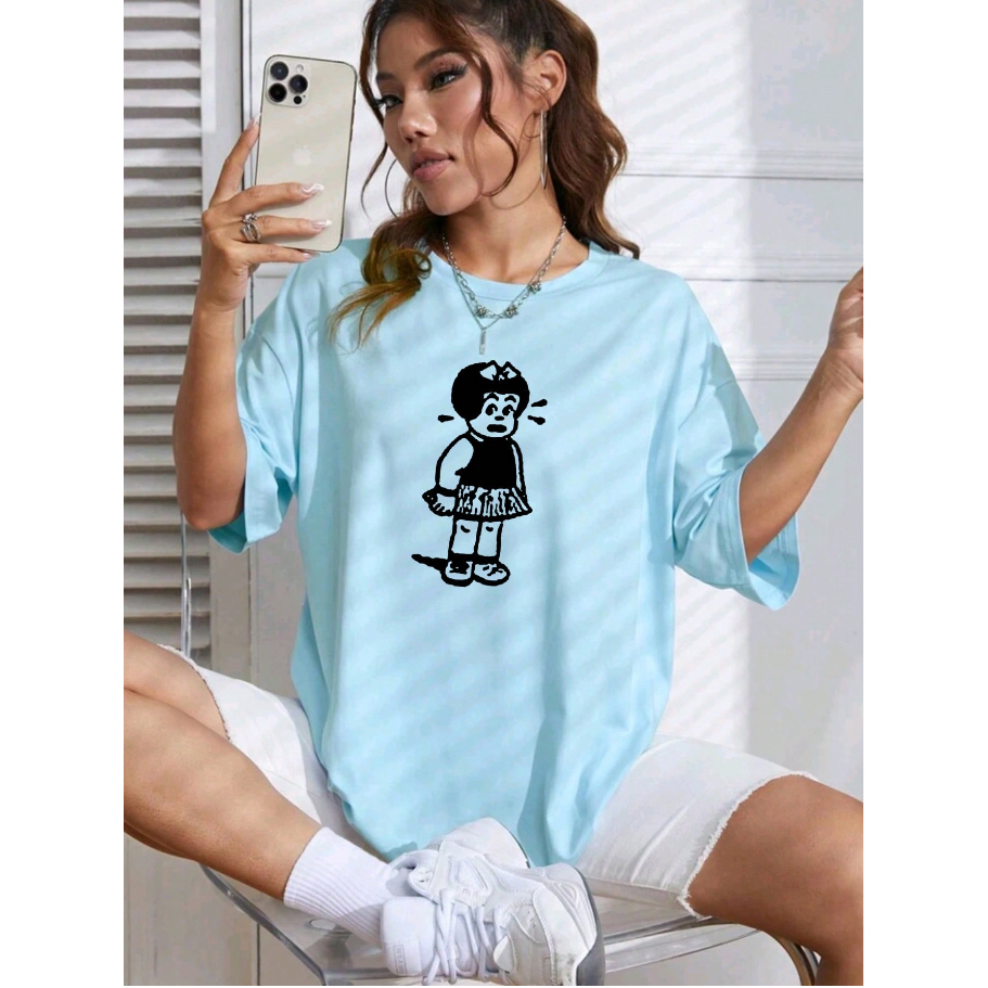 Camiseta Estampado Frente Fake Club da Luluzinha Blusa Oversized  Life Style Long Line Feminino