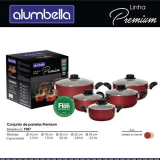 JOGO DE PANELAS ALUMBELLA PREMIUM 5 PÇS ANTIADERENTE em Oferta na Shopee