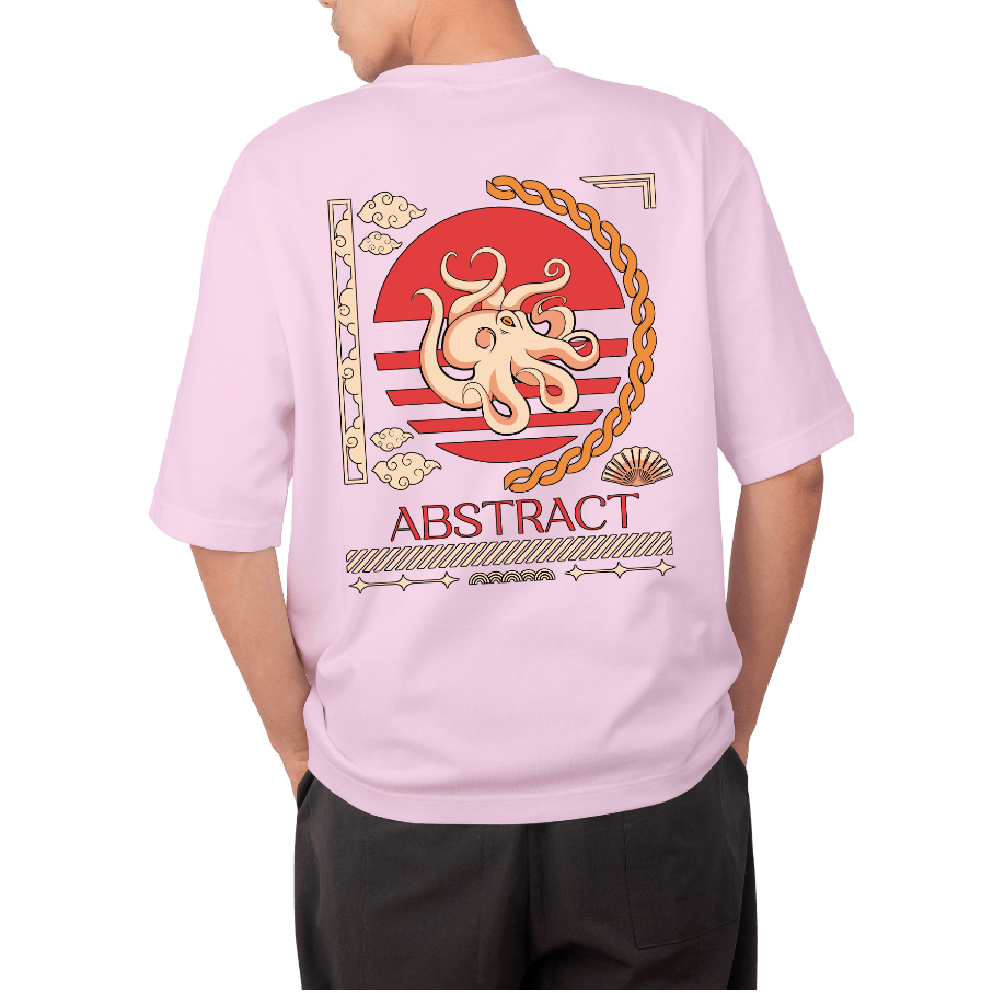 Camiseta Polvo Oversized Estampa Japonês Abstrato Manga Curta Skate