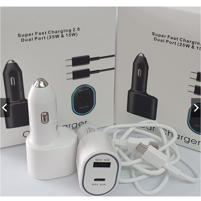 Carregador De Carro 25W 15W Porta Dupla Tipo C USB Adaptador Para Celular Android