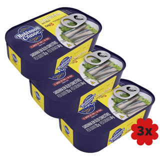 Kit 3 Latas de Sardinha em Óleo Robinson Crusoe Lata 125G