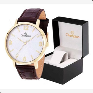 Relógio Champion Masculino Dourado Com Pulseira em Couro CN20917B