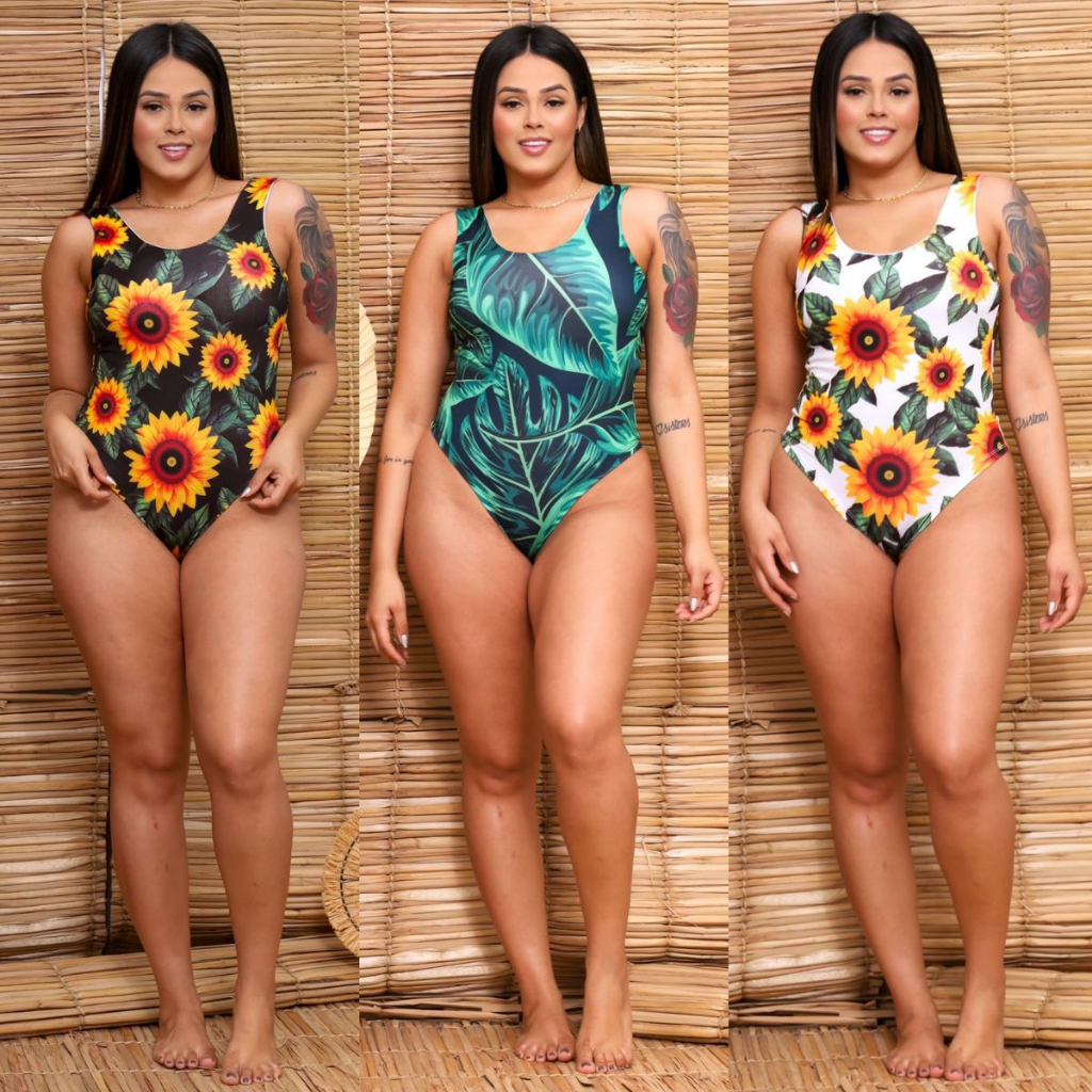 Body Maio Biquini Diversas Estampas Feminino Praia Moda Verao Body Feminina Cavado Nas Costas Com Elastico 2 em 1 Body
