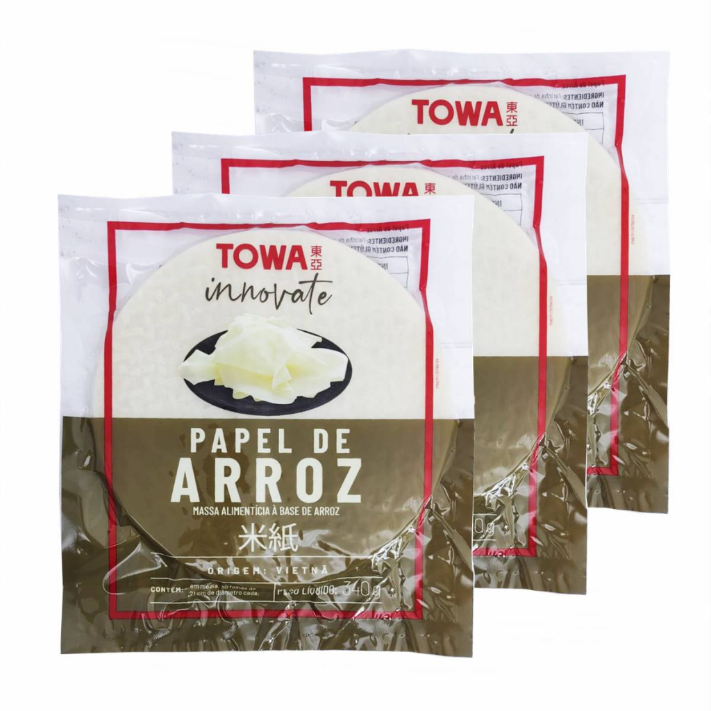 Papel De Arroz Tailandes Spring Rolls 340g (Kit com 3)