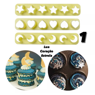 Cortador Kit Réguas Miniaturas 1 ESTRELA CORAÇÃO LUA -3 Peças (Blue Star) em Oferta na Shopee