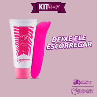 Kit Sexy Shop Feminino Lubrificante Love Lub Neutro A Base De Água + Vibrador Golfinho Ponto G