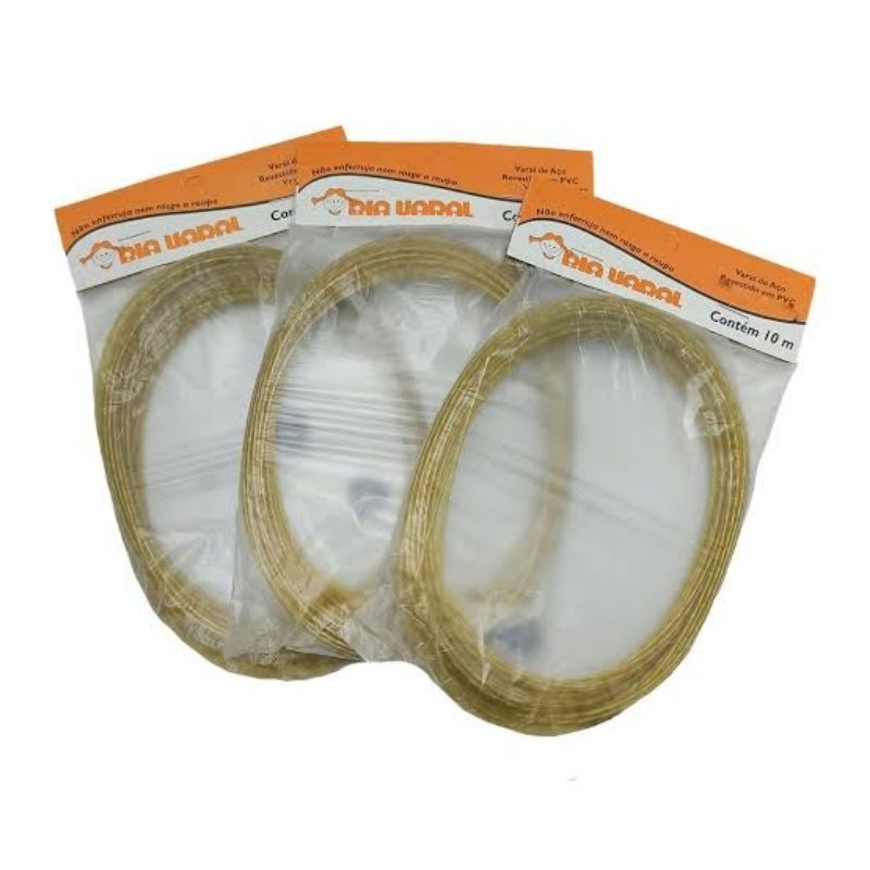 Kit 3 Varal De Roupa De Fio De Aço Reforçado Revestido De Corda De Varal 10 metros (Cada)