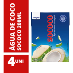 Água De Coco Sococo 200ml - 4 Unidades