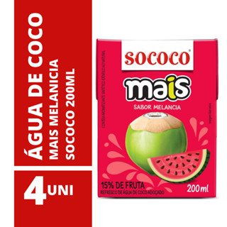 Água de Coco Mais Melancia Sococo 200ml - 4 Unidades