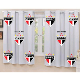 CORTINA PARA DECORAÇÃO DE QUARTO JANELA TEMA SÃO PAULO PERSONALIZADO COM NOME SEM ILHÓS