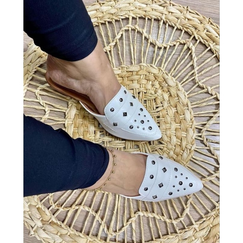 Mule Spyke Feminino Bico Fino Rasteira Sapato Mocassim Moda Tendência Verão Inverno