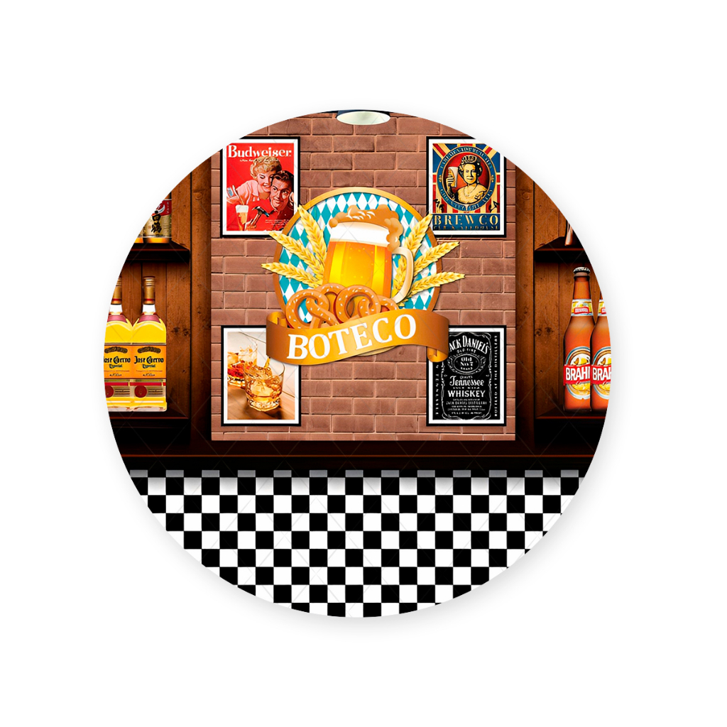 Painel Redondo Sublimado Decoração Veste Fácil c/ Elástico Tema Boteco em Oferta na Shopee